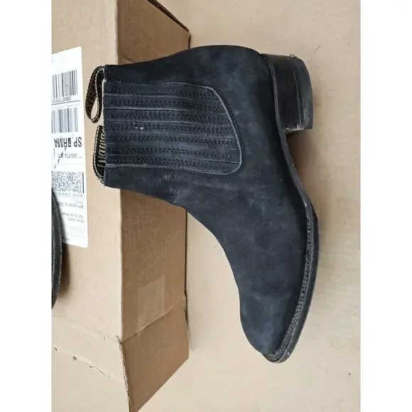 Semental Rancho Mens Black Western Chelsea Boots Leather Rodeo Square Toe 27.5 9